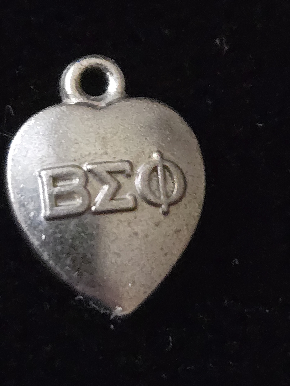Vintage Small Sterling Silver Beta Sigma Phi Heart Charm